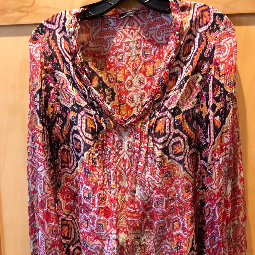 Tahari multi colored sheer top